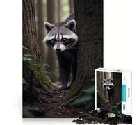 Raccoon Animals Jigsaw Puzzles for Adults1000 Pieces Memory Boost Together Fun Image Assembly Art Collectible (38x26cm)