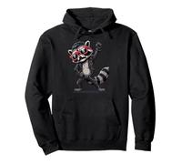 Raccoon as Rock Icon Guitarist Rocker Pose cool Pullover Hoodie