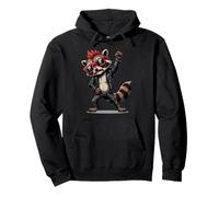 Raccoon as Rock Icon Guitarist Rocker Pose cool Pullover Hoodie