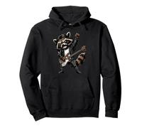 Raccoon as Rock Icon Guitarist Rocker Pose cool Pullover Hoodie