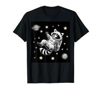 Raccoon Astronaut Floating in space Stars Planets Raccoon T-Shirt
