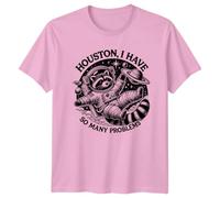 Raccoon Astronaut Houston, I Have So Many Problems Animals Mens T-Shirt Womens Graphic Tee L Light Pink