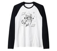 Raccoon Astronaut Space Explorer Cosmic Adventure Raglan Baseball Tee