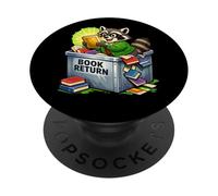 Raccoon at Library Book Return Funny Librarian and Reader PopSockets Adhesive PopGrip