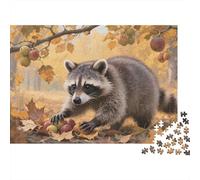 Raccoon Autumn Forest 1000 Piece Jigsaw Puzzle for Adults Paper Puzzle Game Fall Scene Family Relaxation Focus 52x38cm/1000pcs
