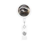 Raccoon Badge Reel Retractable Badge Holder with Keychain Funny ID Clips for Badges Lightweight Plastic Name Card Holders for Nurses Office Teacher