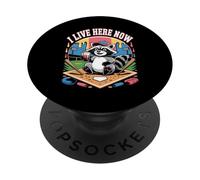 Raccoon Ballfield Ice Cream Baseball Field I Live Here Now PopSockets Adhesive PopGrip
