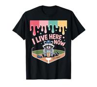 Raccoon Ballfield Ice Cream Baseball Field I Live Here Now T-Shirt