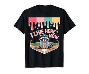 Raccoon Ballfield Ice Cream Baseball Field I Live Here Now T-Shirt