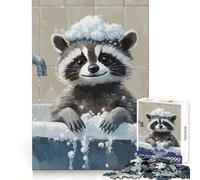 Raccoon Bath Time 1000 Pieces Jigsaws Adults Puzzles Gifts Mind Challenge Toy Easy Leisure Precise Cut (38x52cm)