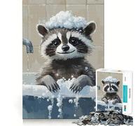 Raccoon Bath Time Jigsaw Puzzles for Adults 1000 Piece Smart Game Relaxing Fun Pattern Assembly Cherished Gift (50x75cm)