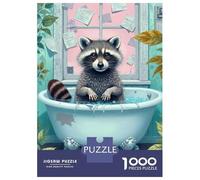 Raccoon Bathtub 1000 Piece Jigsaw Puzzle Jigsaw Puzzle for Adults Bath Time Relaxation 70x50cm/1000pcs