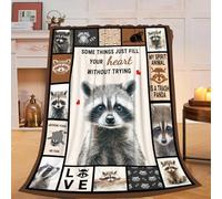 Raccoon Blanket Soft Cozy Raccoon Animal Throw Blanket Gift for Women Girls Super Plush Warm Trash Panda Stuff Lightweight Fleece Flannel Gift Blankets for Kids Adults 50"X40"