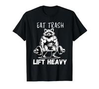 Raccoon Bodybuilder x Eat Trash Lift Heavy Value Graphic T-Shirt, Men, Black, XL