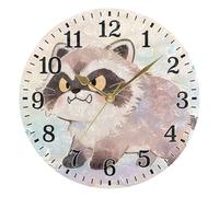 Raccoon Bubble Fun Round Clocks Arabic Numerals Electronic Wall Clock Silent Quartz Clocks For Kitchen Dining Room Office 25Cm