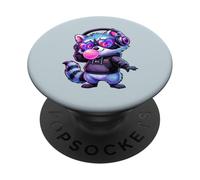 Raccoon Bubblegum With Sunglasses DJ Headphones Cool Animal PopSockets Adhesive PopGrip