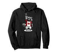 Raccoon Canadian Flag Rocks Funny Canada Pullover Hoodie