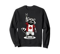 Raccoon Canadian Flag Rocks Funny Canada Sweatshirt