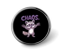 Raccoon Chaos Round Brooch Metal Pin Badges Fashion Lapel Pins Jewellery Unisex