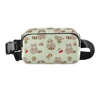 Raccoon Cherry Green Waterproof Women Fanny Packs Belt Bag Hip Pouch Bright Waist Pouch for Women, Raccoon Cherry Green, 8 x 5.3 x 2.3 inch, Funny Cute, Raccoon Cherry Green, 8 x 5.3 x 2.3 inch, Funny