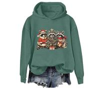 Raccoon Christmas Sweatshirt Funny Christmas Raccoon Graphic Casual Long Sleeve Shirt Unisex Green