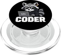 Raccoon Coder Cute Programming Animal Graphic PopSockets PopGrip for MagSafe