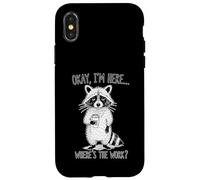 Raccoon Coffee Lover Where's the Work Funny Case for iPhone X/XS