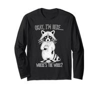 Raccoon Coffee Lover Where's The Work Funny Long Sleeve T-Shirt