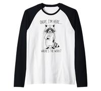 Raccoon Coffee Lover Where's The Work Funny Raglan Baseball Tee