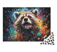 Raccoon Color Splash Jigsaw Puzzle, 1000 Pcs For Adults | 38x26cm Art Admirers, Birthday Gift, Cardboard, Family Interaction, Accurate Cutting