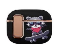 Raccoon Cool Skateboard Headphone Case Compatible with Airpod Pro 2 Protective Cover Cute Hard Case