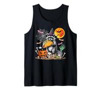 Raccoon Cosplay Witch Eating Taco Halloween Horror Skulls Tank Top