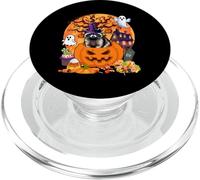 Raccoon Cosplay Witch In Carved Pumpkin Basket Halloween PopSockets PopGrip for MagSafe