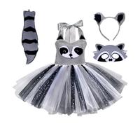 Raccoon Costume for Kids, Animal Raccoon Cosplay Costume - 4 Piece Set Toddler Costume,Animal and Comfortable for Kids 6 Months-12 Years