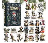 Raccoon Countdown Calendar - Christmas Countdown Calendar, 24 Day 2D Acrylic Adveent Pendant, Holiday Cute Raccoons Pendants For Wall Door Tree Party Purse Indoor Bedroom Birthday