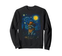 Raccoon Cowboy in Western Desert with Cactus and Night Sky Sweatshirt