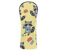 Raccoon Crafting Pattern Golf Cover Set Premium Leather Headcovers with Number Tags for Driver/Fairway Wood/Hybrid