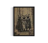 Raccoon Cult in the Forest Horror Wall Art Poster Print, Scary Spooky Haunted Poster Vintage Artwork Painting, Living Room and Bathroom Decor Gallery 86 (Raccoon Cult in the Forest, 8 x 10 inches