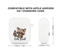 Raccoon Cute But Feral Loves Coffee Bluetooth Headset Cover Earbuds Case TPU Headphone Protective Compatible with Airpods 1/2 White-Color