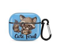 Raccoon Cute But Feral Loves Coffee Bluetooth Headset Cover Hard Shell Earbuds Case Protective Cover Compatible with Airpods 3