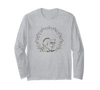 Raccoon cute leaf wreath with flowers raccoons Long Sleeve T-Shirt