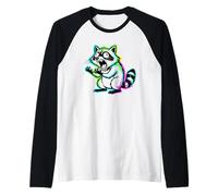 Raccoon Demonstrating the Gen Z Scream Raglan Baseball Tee