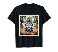 Raccoon Dinosaur Forest Chase Adventure Scene Value Graphic T-Shirt