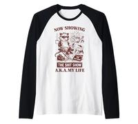 Raccoon Director Now Showing Life Chaos Funny Raglan Baseball Tee