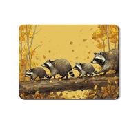 Raccoon Dish Drying Mats For Kitchen Counter, Autumn Absorbent Rubber Dish Drainer Rack Mat, Nature Inspired PU Leather Drying Pad For Coffee Bar Protector 18x24 Inch