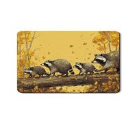 Raccoon Dish Drying Mats For Kitchen Counter, Autumn Absorbent Rubber Dish Drainer Rack Mat, Nature Inspired PU Leather Drying Pad For Coffee Bar Protector 12x20 Inch