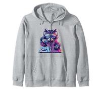 Raccoon DJ EDM Techno House Music Funny Animal Lover Zip Hoodie