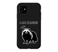 Raccoon dog silhouette I AM TANUKI white Funny Animal Case for iPhone 11
