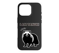 Raccoon dog silhouette I AM TANUKI white Funny Animal Case for iPhone 16 Pro