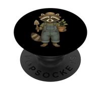 Raccoon Dressed As A Gardener Funny Raccoon Lover Gardening PopSockets Adhesive PopGrip
